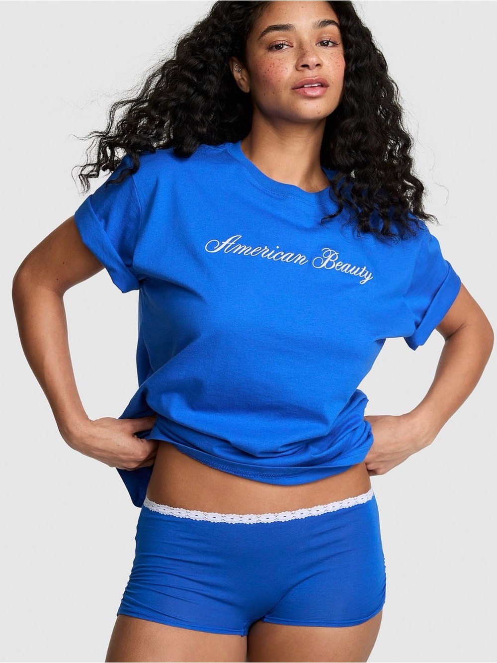 PINK Victoria's Secret Campus Cotton Bright Blue T-shirt